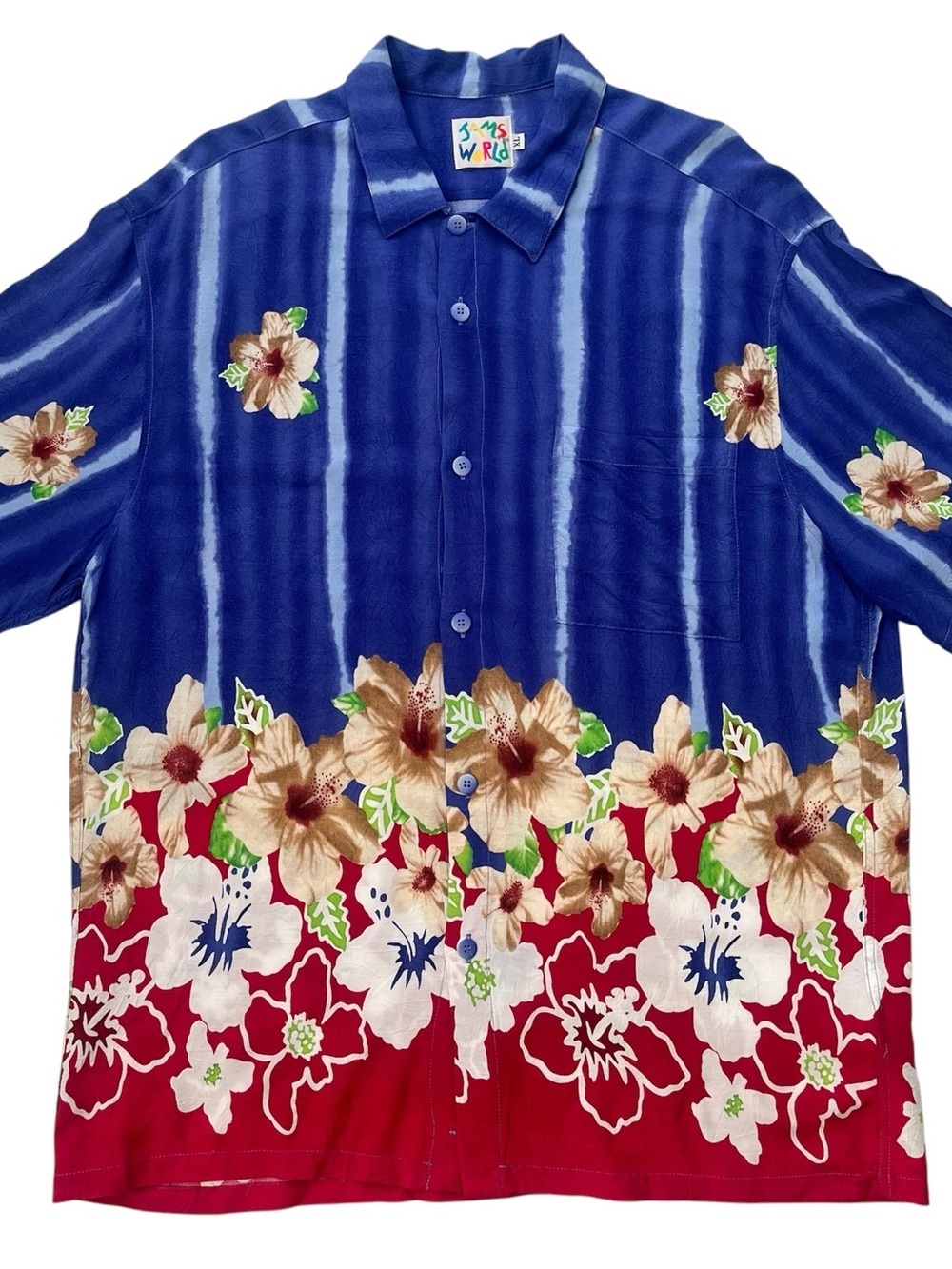 Rare Vintage Jams World Hawaiian Print XL Button Up Shirt M630RE USA